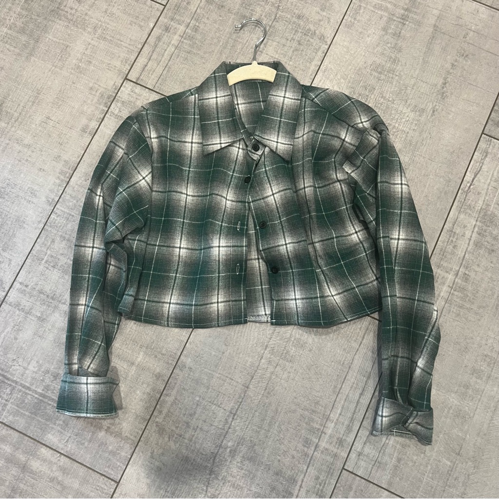 Cropped Flannel Button Down